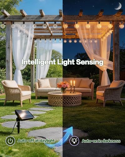 30FT Solar String Lights Outdoor, G40 LED Waterproof with Remote - Image 5