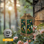 Solar Lantern Outdoor Waterproof Exotic Trees Wild Bird Parrots Toucans Birds Tropical Painting Garden Decor LED Hanging Solar Lights Tabletop Lamp Gifts for Women Mom Outside Yard Patio Porch - Image 5