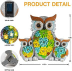 Solar Garden Statue Lights, Owl Family Decor with LED Succulent Flowers, Cute Solar Owl Figurines, Waterproof Resin Outdoor Yard Art for Patio Lawn Porch, Garden Gifts for Women Mom Grandma - Image 6