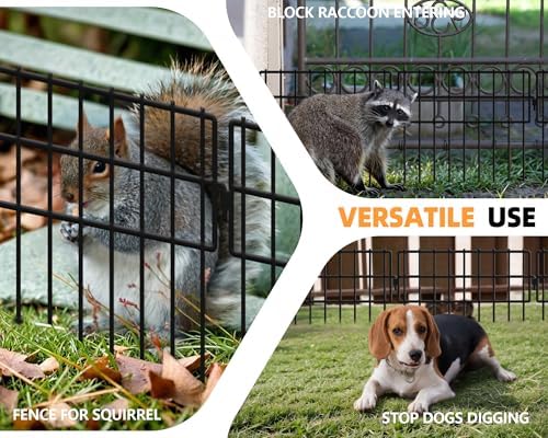 32 Panels Animal Barrier Fence No Dig, 32ft(L) X 13in(H) 1.2in Gap Rabbit Fences Ground Defense Border Small Metal Fencing, Dog Blocker Under Barriers for Garden, Flower Bed, Patio - Image 6