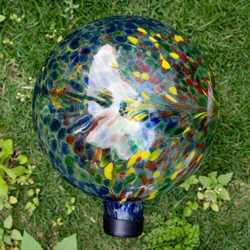 Kunjocy 10 Inch Gazing Balls for Garden, Hand Blown Indoor Outdoor Glass Garden Globes Balls for Outside Festive Yard Lawn Ornaments Decoration (Dark Blue) - Image 3