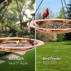Good Directions Hanging Fire Copper Bird Bath for Outside Backyard, Outdoor, Patio, Garden, Birdbath Gift for Bird Lovers Watchers, Large 18" Pure Copper Metal - Image 4