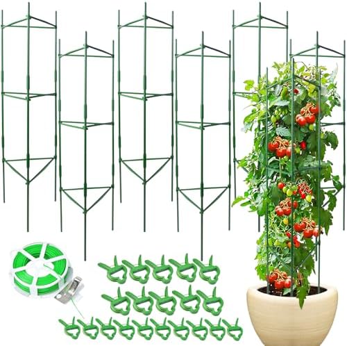6 Pack Tomato Cage for Garden & Pots, Rust-Resistant Metal Plant Support by Sidefusi