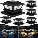 TW SHINE Solar Post Cap Lights 6 Pack, 2 Modes Fence Post Solar Powered Lights Outdoor Waterproof for 4x4 5x5 6x6 Wood Posts Warm White/Cool White for Yard, Garden, Porch, Deck, Patio Decor by TWSHINE