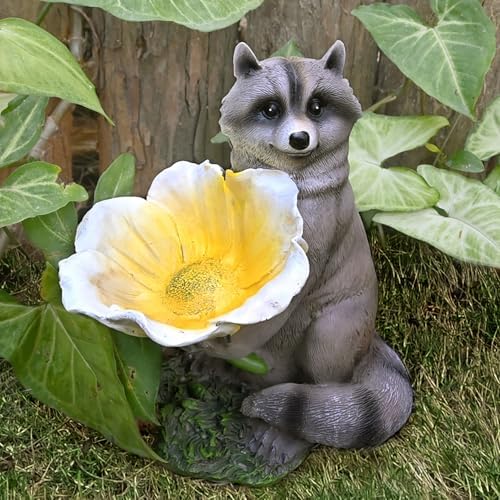 Raccoon Garden Decor Funny Statue Bird Feeder Decorations Outdoor Sculpture - Image 2