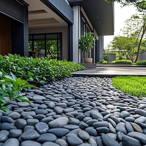 FANTIAN 20 lbs Black River Rocks for Landscaping, 1-2 Inch Natural Stones - Image 4