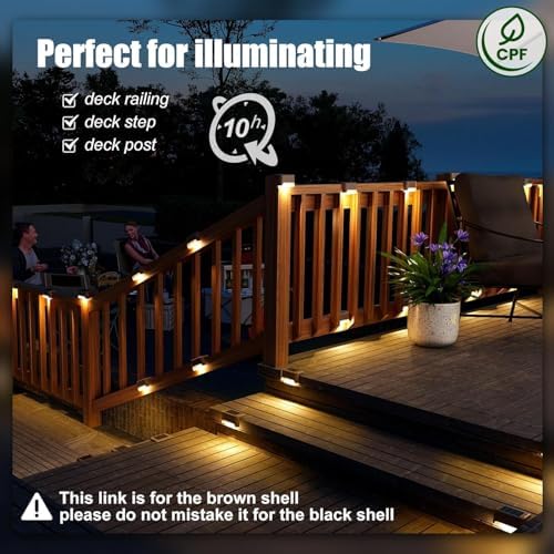 Solar Deck Lights Outdoor 16 Pack, Step Lights Waterproof Led for Outdoor Stairs, Step, Fence, Yard, Patio, and Pathway (Brown, 20, Warm White) - Image 2
