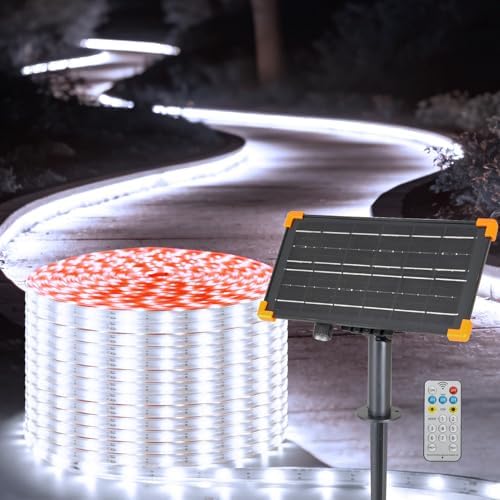 Outdoor Solar Strip Lights 66Ft 640 LED Dimmable Strip Lights with Remote by DBFAIRY