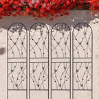 4 Pack Metal Garden Trellis 71" Tall Outdoor Climbing Plant Support for Roses, Flowers, Rustproof Durable Black Galvanized Tube, Lawn Garden Fence Decor Screen (4pcs, 71" H) - Image 2