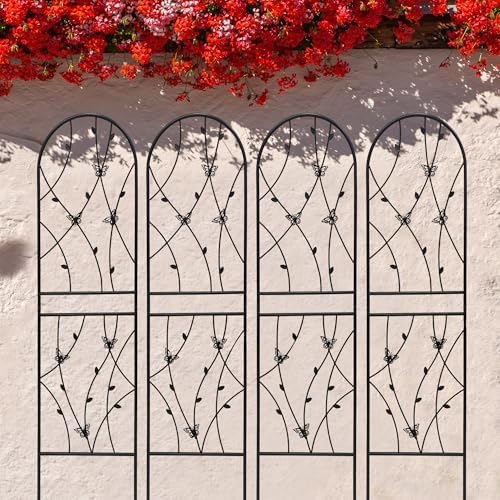 4 Pack Metal Garden Trellis 71" Tall Outdoor Climbing Plant Support for Roses, Flowers, Rustproof Durable Black Galvanized Tube, Lawn Garden Fence Decor Screen (4pcs, 71" H) - Image 2