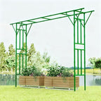 Twira Flat Top Garden Arch Trellis, 11FT x 9FT Extra Large Garden Trellis for Climbing Plants Outdoor, 141.7in x 108in PE-Coated Metal Arbor Archway for Roses,Wisteria,Wedding,Patio Decoration Green by TWIRA