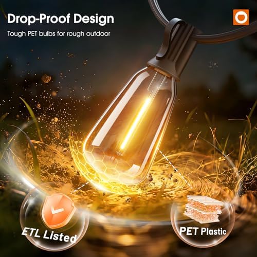 addlon 200FT(50*4) Outdoor String Lights with Remote LED Edison Waterproof - Image 4