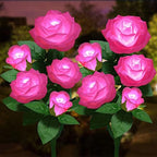 Solar Flower Lights Outdoor - Upgraded New Material Two Modes Realistic LED Solar Powered Waterproof Lights with 5 Roses, Solar Decorative Stake Lights for Garden (Pink, 2 Pack) by LightYourLife
