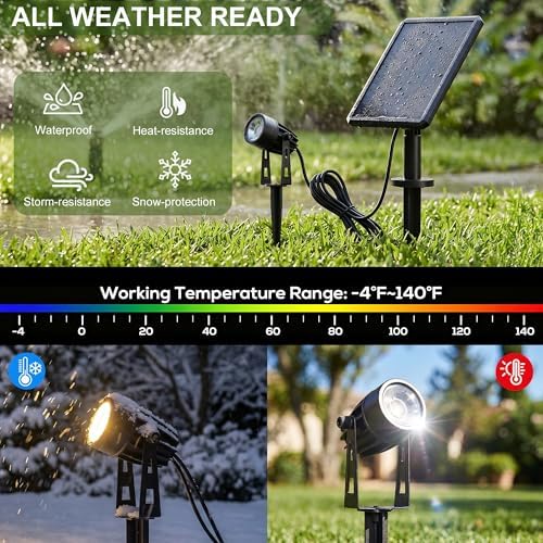 pearlstar Solar Spot Lights Outdoor Palm Tree Uplights 4pack 2-in-1 Stake&Wall Mounted Landscape Spotlights IP65 Waterproof for Flag Plants Sculpture Pool Yard Pathway, Dusk to Dawn Warm White Light - Image 4