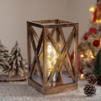 WINGBO Retro Battery Powered Table Lamps, Battery Operated Cordless Lamp, Portable Nightlight Decorative Light for Living Room Dining Room Bedroom Entryway Patio Backyard, Faded Brown Finish - Image 2
