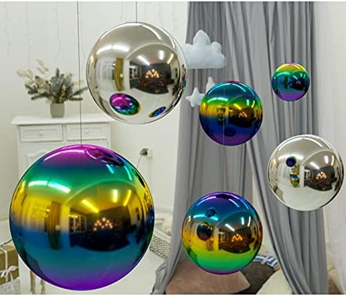 15 inch Diameter Gazing Ball,Rainbow Stainless Steel Polished Reflective Smooth Garden Sphere Globe Mirror,Colorful and Shiny Addition to Any Garden or Home - Image 3