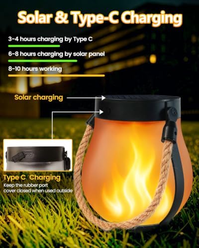 4 Pack Solar Lanterns Outdoor Waterproof, Solar Flame Lanterns with 2 Modes - Image 4