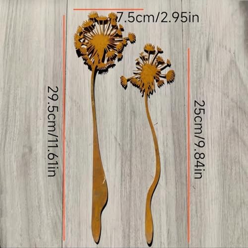 2pcs Rustic Metal Garden Decor Set - Vintage Floral & Bird Outdoor Art for Flower Pots, Beds, Lawn and Villa Decoration, Weather-Resistant Iron Stake for Patio & Yard - Image 3
