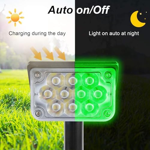 LED Solar Outdoor Garden Spotlights, IP65 Waterproof, Powered Security Landscape Lights, Auto On/Off,In-ground/Wall Lamp for Garden/Patio/Driveway/Pond/Deck(Yellow,1PCS(3w-5.5V)) - Image 7