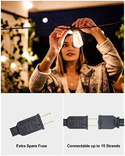 Lightdot 300FT Outdoor String Lights, LED Bistro String Lights with Shatterproof ST38 Vintage Bulbs, 2200K Dimmable, Waterproof Hanging Lights for Porch, Deck, Garden, Backyard, Balcony - ETL Listed - Image 6