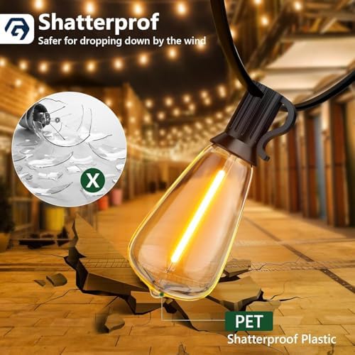 GPATIO Outdoor String Lights, 100FT ST38 Bulbs Shatterproof Patio Lights, Waterproof Dimmable Outside Hanging Light, Connectable LED Outdoor Lights for Backyard, Porch, Party, Garden, Home Decor - Image 4