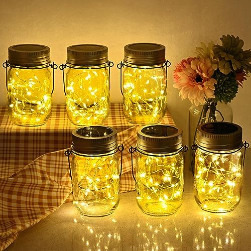 GIGALUMI Solar Mason Jar Lights, 12 Pack 30 Led String Fairy Lights - Image 2