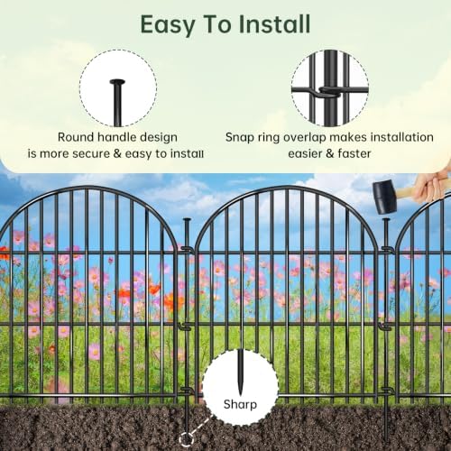 20 Panels No Dig Decorative Garden Fence, 24in(H) x 40ft(L) Animal Barrier, Rustproof Metal Temporary Dog Fence for Outdoor Yard, Patio, Flower Bed - Image 3