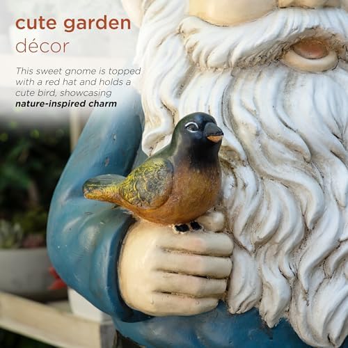 Alpine Corporation ZKD100 Jumbo Size Gnome with Bird Decor, Whimsical Gnome Statue for Patio & Garden, 48" H, Multicolor - Image 5