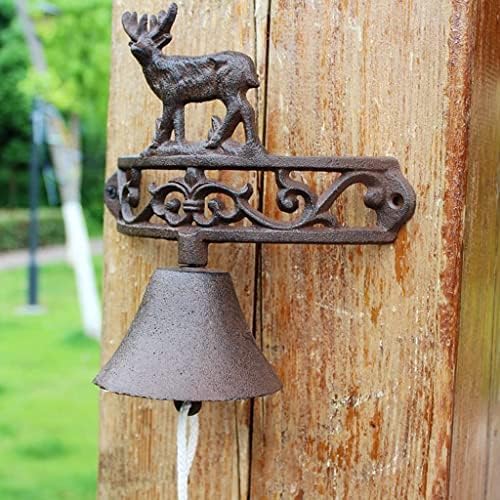 Cast Iron Elk Outdoor Wall Doorbell Rustic Retro Wrought Iron Dinner Front Door Manual Bells (Black 21 * 21 * 12cm) - Image 2