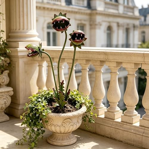 25" Metal Carnivorous Plant Garden Stake Sculpture Outdoor Yard Decor(2 pcs) - Image 3