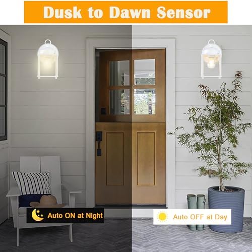 Outdoor Wall Light Fixture, Metal Glass, White, 4 Pack - Image 2
