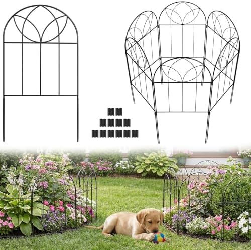 26 Pack Small Garden Fence, 24in(H) x 28ft(L) Decorative Fencing by Unknown