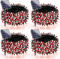 Solar Christmas Lights Outdoor, 4 Pack Solar String Lights Red and White by SANJICHA