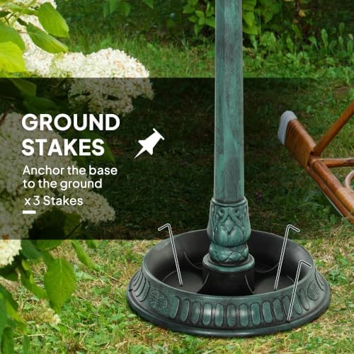 Outsunny 3 in 1 Garden Bird Bath Bowl Pedestal with Bird Feeder, Green - Image 4