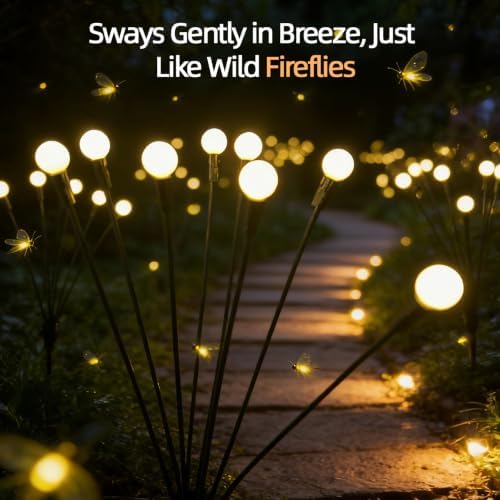 4 Pack Firefly Solar Garden Lights, Swaying Outdoor Decor for Yard - Image 5