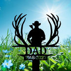 Personalized Hunter Grave Marker Hunter Dad with Deer Antlers Memorial Garden Stake 8-24 inch Hunter Dad Loss Gift, Hunter Memorial Gift Loss of Loved One (Hunter Dad with Deer Antlers) - Image 2