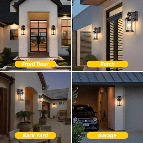 OKELI Dusk to Dawn Outdoor Wall Lights, Waterproof Lighting Fixtures Rustic Farmhouse Wall Lanterns with Clear Glass Shades Anti-Rust Outside Lights for Garage Patio Porch(Brown, 1 Pack) - Image 6