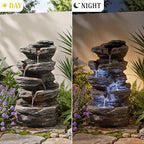 19.7" Tall Outdoor Water Fountain, 5 Tier Cascading Bowls and Stacked Water Fountain with LED Lights, for Yard Décor, Backyard, Patio and Deck (19.7'') - Image 5
