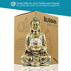 Nacome Meditating Zen Buddha Statue with Solar Light, Gold, 10.5 inch - Image 3