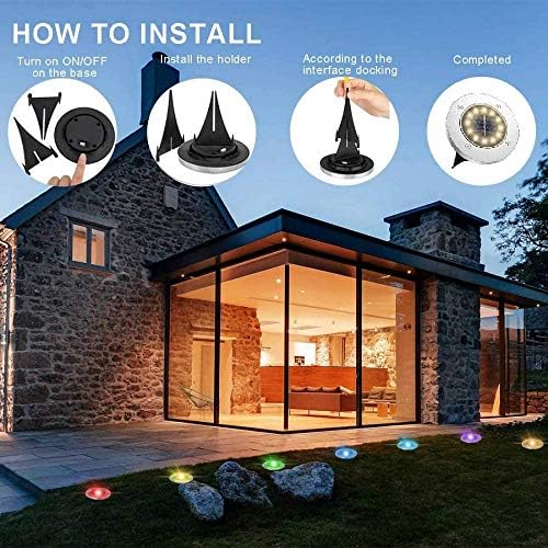 Solar Powered Disk Ground Lights Garden Grass Graden Outdoor Solar Spotlights Waterproof Lamp for Lawn Pathway Yard Driveway Step Walkway (12LED-4 Pack, Warm White Light) - Image 5