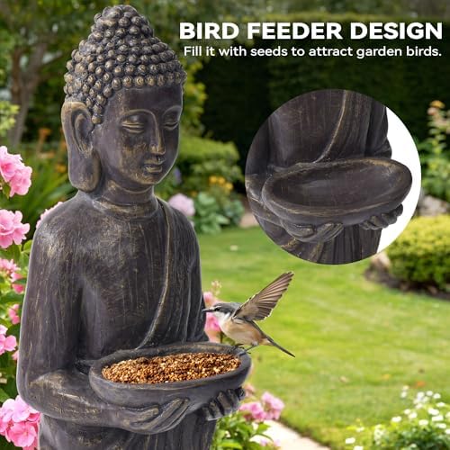 42" Buddha Outdoor Statue, Zen Meditative Figures, Gold-Black Finish - Image 6