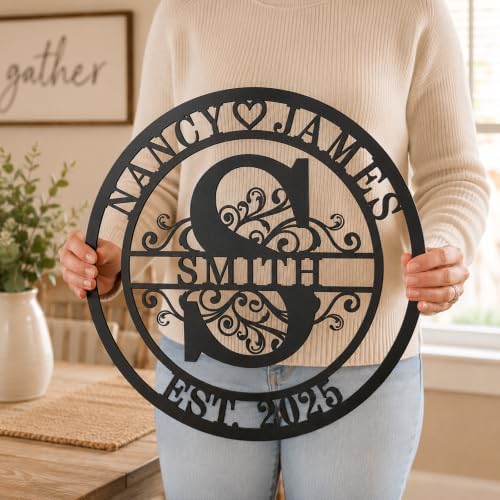 Custom Last Name Sign Personalized Family Name Sign Monogram Wall Decor Personalized Metal Sign Initial Split Letter Monogram Sign Custom Name Sign Personalized Wedding Gift - Image 2