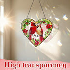 Artisan Stained Glass Cardinal Suncatcher, Heart Shaped Window Hanging Decor, Romantic Red Bird Art Ornament for Home & Garden, Perfect Valentine's Day - Image 6