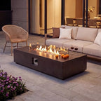 COSIEST Outdoor Propane Fire Pit Table 56" x 28" Rectangle Bronze Compact Concrete-Like Finish, Certified, 50,000 BTU,Wind Guard, Tank Outside, Free Lava Rocks, Fits 20lb Tank Outside, Raincover - Image 2