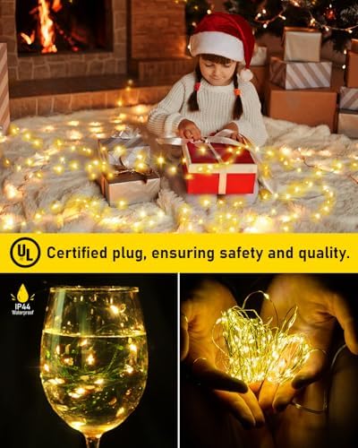 KNONEW 400FT 1200LED Green Wire Outdoor Fairy Lights Plug in Warm White - Image 6