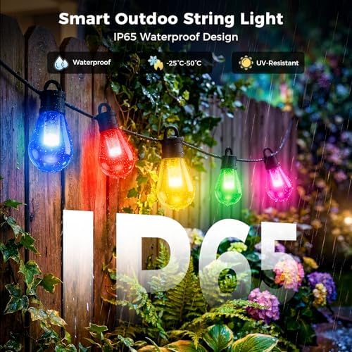 CDN Outdoor String Lights 80FT, RGBW Smart Patio Lights with 30 LED Bulbs - Image 3