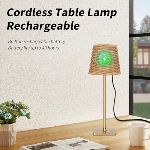 Mr. White Outdoor Waterproof Cordless Set of 2 Rechargeable Portable Top Touch Battery Operated Powered LED Table Lamp Desk Lamp Lights for Restaurant Kitchen Patio Dinner Dining (Gold 2 Pack) - Image 6