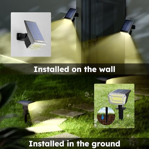 TECKNET Solar Spot Lights Outdoor Waterproof, 59 LEDs, Warm White, 4 Pack - Image 5