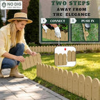 Evelyne Garden Border Plastic Edging: Wooden Fence Design - 16pcs Timber Yard Landscaping Fence Liner Lawn Edge Barrier - 20ft Kit of Decorative Lawn Panels Elements -Landscaping Edging-GMT-10374-F16 - Image 6