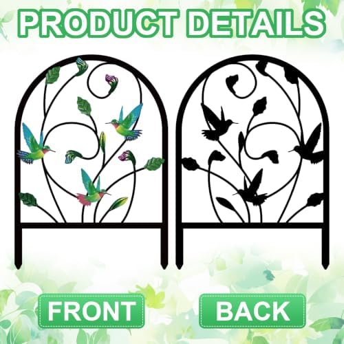 4 Pack Hummingbird Decorative Garden Fence Metal Hummingbird Design Metal Arch Garden Fence Border for Yard Patio Flower Bed Lawn Outdoor Landscape Decoration Animal Barrier Fence for Garden - Image 5
